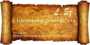 Lichtenberg Szofrónia névjegykártya